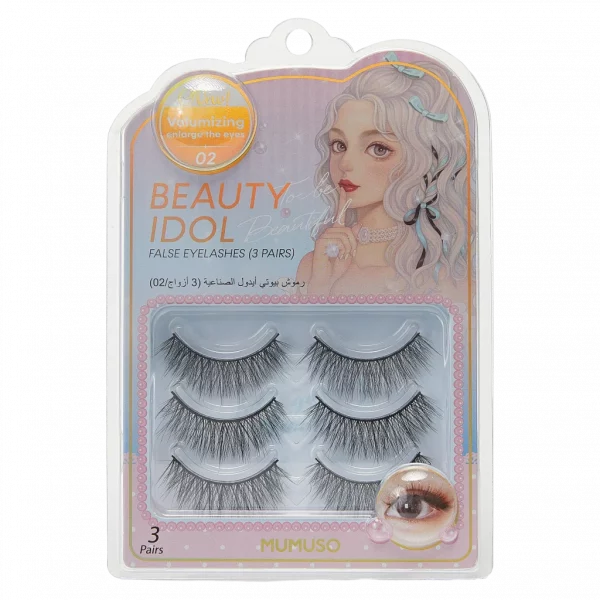 MUMUSO 3er-Pack künstliche Wimpern aus Kunstfaser, Schwarz – voluminöse Fake Eyelashes für ausdrucksstarkes Make-up.