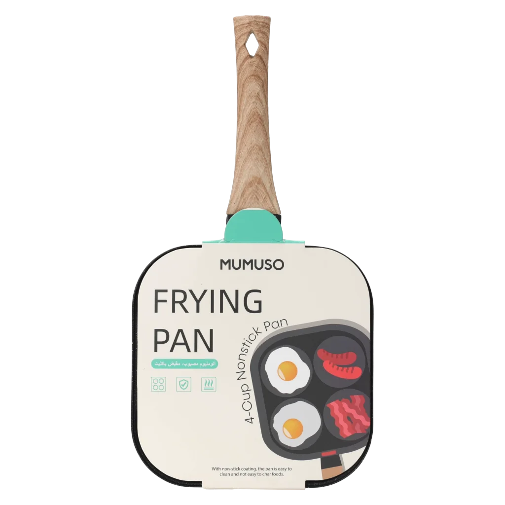 mumuso_4-fach_antihaft-bratpfanne_druckgussaluminium_bakelitgriff_schwarz.webp MUMUSO 4-fach Antihaft Bratpfanne aus Druckgussaluminium mit Bakelitgriff, schwarz – ideale Antihaft Bratpfanne für Eier und Gemüse.