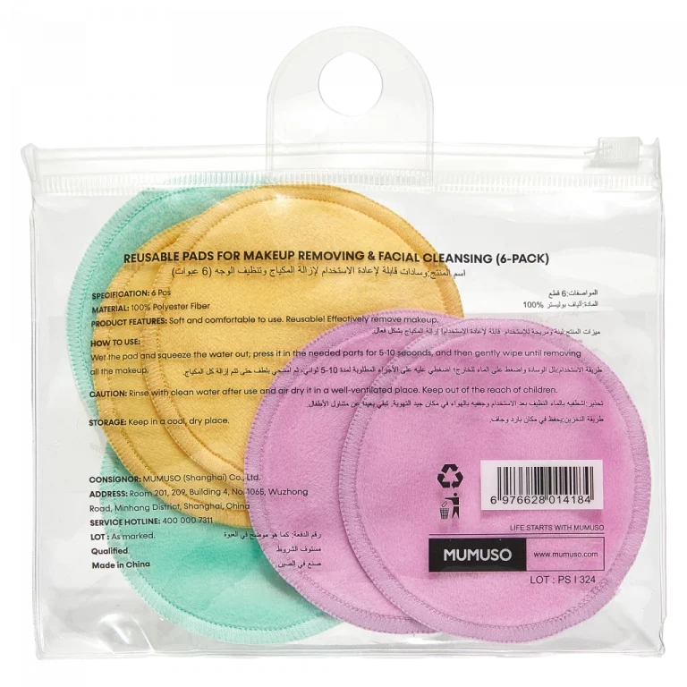 MUMUSO Abschminkpads aus Mikrofaser, wiederverwendbar, 6er-Pack (Mint) – sanfte Gesichtsreinigung und Make-up-Entfernung.