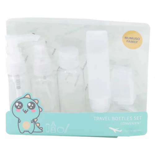 MUMUSO 7-teiliges Reiseflaschen-Set, transparent, verschiedene Größen (Farblos) – Reiseflaschen für Flugreisen.