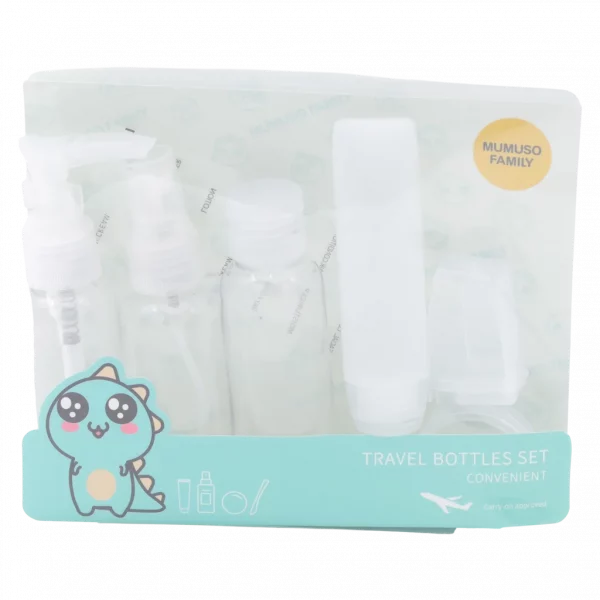 MUMUSO 7-teiliges Reiseflaschen-Set, transparent, verschiedene Größen (Farblos) – Reiseflaschen für Flugreisen.