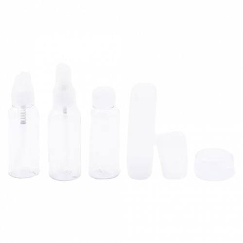 MUMUSO 7-teiliges Reiseflaschen-Set, transparent, verschiedene Größen (Farblos) – Reiseflaschen für Flugreisen.