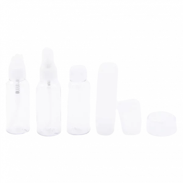 MUMUSO 7-teiliges Reiseflaschen-Set, transparent, verschiedene Größen (Farblos) – Reiseflaschen für Flugreisen.