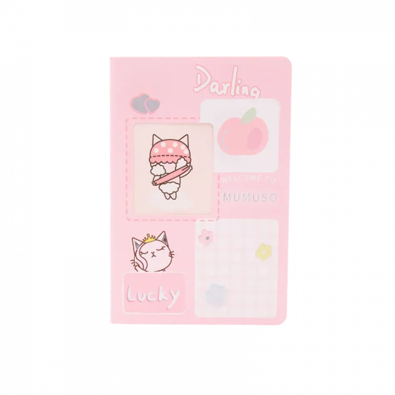 MUMUSO A5 Notizbuch mit Fadenbindung und Katzen, rosa – charmantes Notizbuch für Katzenliebhaber, ideal für Schule oder Alltag.