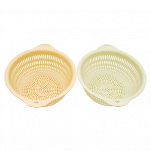 MUMUSO Abtropfsieb aus robustem Kunststoff, mittelgroß in Beige – praktisches Küchensieb für Gemüse und Obst.