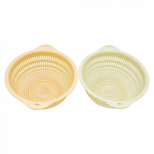 MUMUSO Abtropfsieb aus robustem Kunststoff, mittelgroß in Beige – praktisches Küchensieb für Gemüse und Obst.