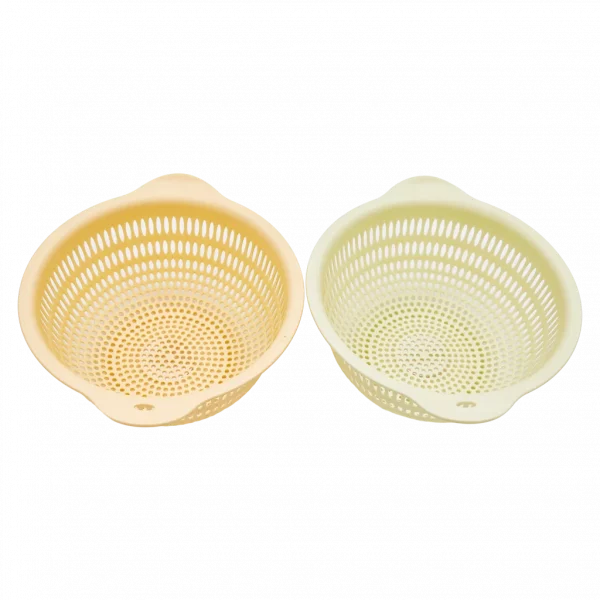 MUMUSO Abtropfsieb aus robustem Kunststoff, mittelgroß in Beige – praktisches Küchensieb für Gemüse und Obst.