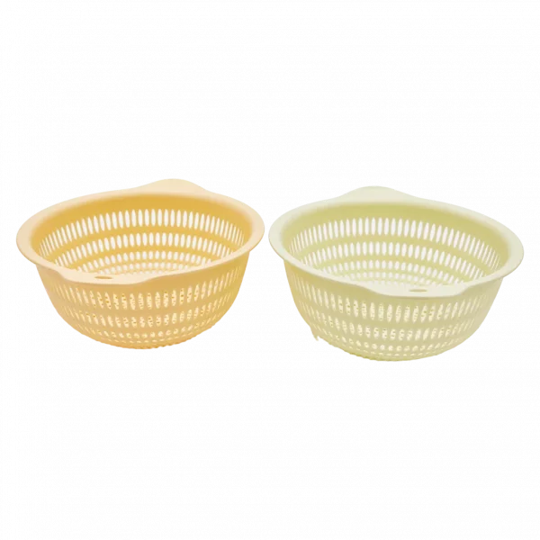 MUMUSO Abtropfsieb aus robustem Kunststoff, mittelgroß in Beige – praktisches Küchensieb für Gemüse und Obst.
