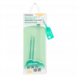 MUMUSO Akne Nadel Set mit Aufbewahrungsröhrchen in Mint – praktisches Beauty Tool zur Gesichtsreinigung und Mitesserentfernung.