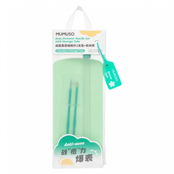 MUMUSO Akne Nadel Set mit Aufbewahrungsröhrchen in Mint – praktisches Beauty Tool zur Gesichtsreinigung und Mitesserentfernung.