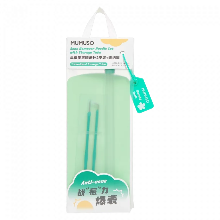 MUMUSO Akne Nadel Set mit Aufbewahrungsröhrchen in Mint – praktisches Beauty Tool zur Gesichtsreinigung und Mitesserentfernung.