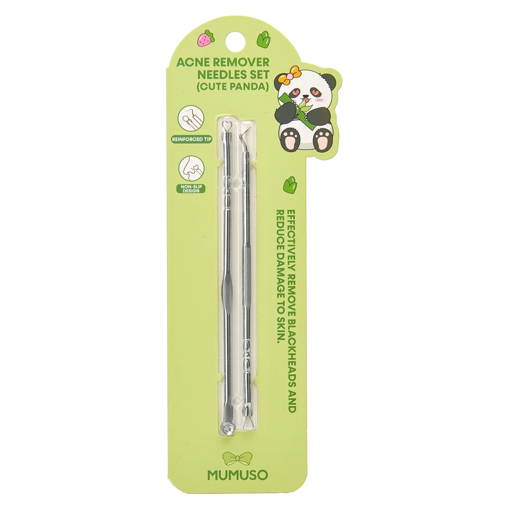mumuso_akne_nadel_set_edelstahl_silber_panda.webp MUMUSO Akne Nadel Set aus Edelstahl, Silber, mit Panda – praktisches Hautpflege Werkzeug zur hygienischen Mitesserentfernung.