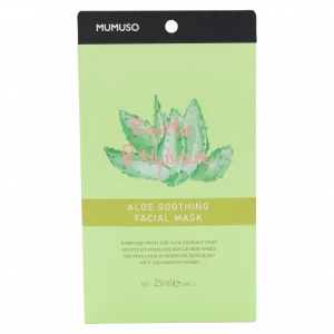 MUMUSO Gesichtsmaske Aloe Vera, 25 ml (Grün) – feuchtigkeitsspendende Vliesmaske für empfindliche Haut mit Aloe-Extrakt.