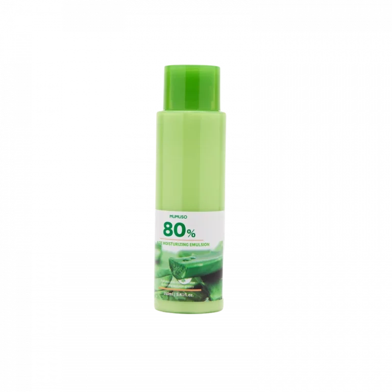 MUMUSO Aloe Emulsion mit 80% Aloe Barbadensis, 160 ml – feuchtigkeitsspendende Gesichtsemulsion für trockene Haut.