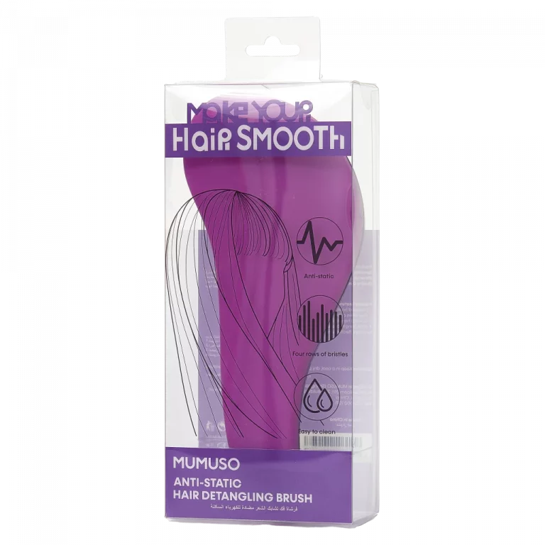 MUMUSO antistatische Haarbürste aus ABS+TPEE (Lila) – Entwirrbürste für alle Haartypen, sanftes Kämmen ohne statische Aufladung.