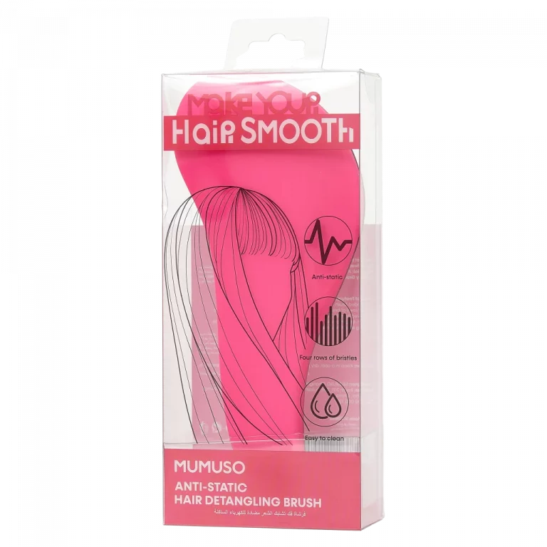 MUMUSO antistatische Haarbürste aus ABS und TPEE, ergonomisch (Rosarot) – Haarkamm für empfindliche Kopfhaut.