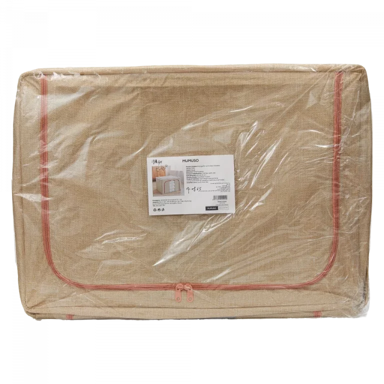 MUMUSO Aufbewahrungsbox mit Sichtfenster, 100L aus Baumwolle-Leinen (Beige) – praktische große Kleideraufbewahrung.