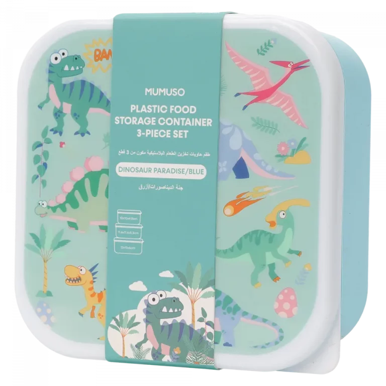 MUMUSO Aufbewahrungsboxen Set aus Kunststoff, blau, mit Dinosaurier – ideal zur Aufbewahrung von Snacks oder Lebensmitteln.