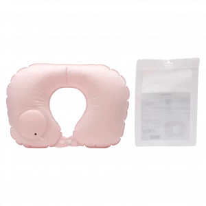 MUMUSO aufblasbares U-förmiges Nackenkissen aus Polyester und TPU in Rosa – ideales Nackenkissen für unterwegs oder Reisen.