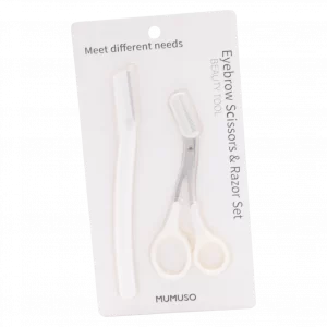 MUMUSO Augenbrauen Set mit Schere und Rasierer aus Edelstahl und PP (Weiß) – praktisches Beauty Tool für präzise Augenbrauenpflege.