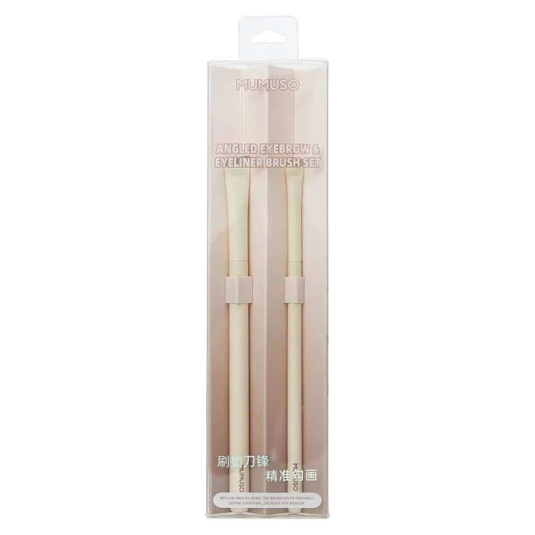 MUMUSO Augenbrauenpinsel Set mit Nylonborsten und Holzgriff in Beige – ideal für präzises Schminken der Augenbrauen und Eyeliner.