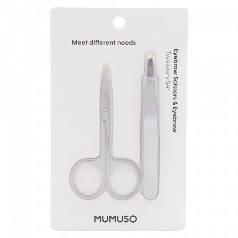 MUMUSO Augenbrauen Set mit Schere und Pinzette in Silber – präzises Augenbrauenpflege Set für zu Hause.