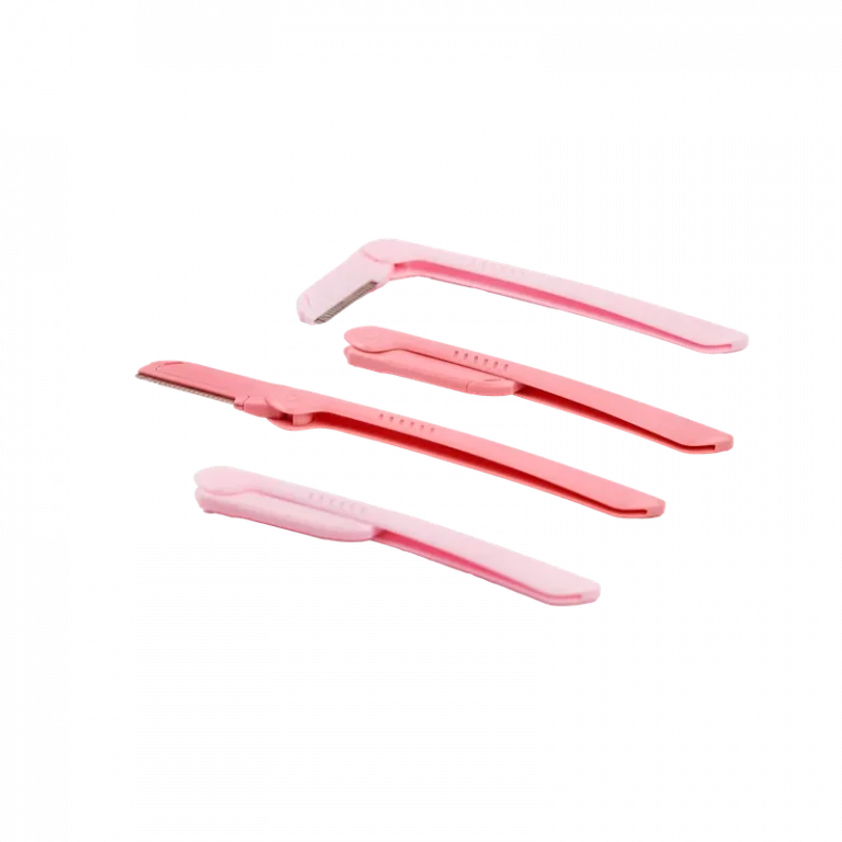 MUMUSO Augenbrauenrasierer faltbar, 4er-Pack in Rosa – praktisches Set für präzise Augenbrauenformung im Gesicht.