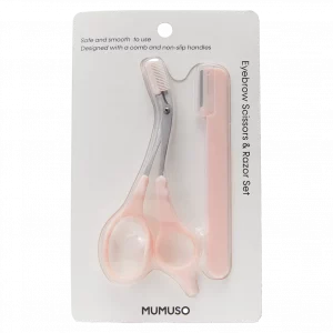 MUMUSO Augenbrauenscheren- & Rasierer-Set für die Augenbrauenpflege (Rosé) – präzises Werkzeug zum Formen der Augenbrauen.