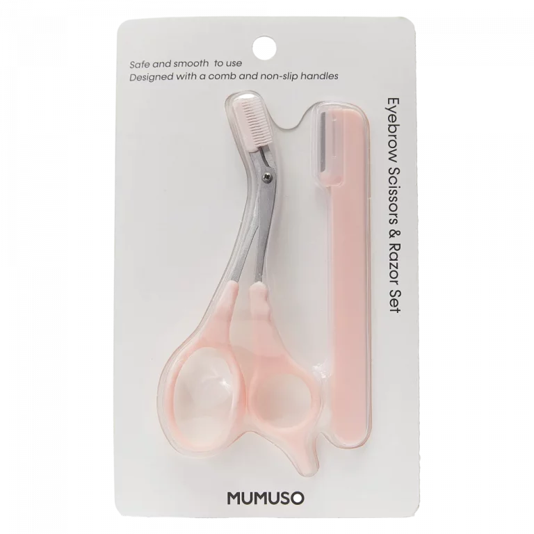 MUMUSO Augenbrauenscheren- & Rasierer-Set für die Augenbrauenpflege (Rosé) – präzises Werkzeug zum Formen der Augenbrauen.