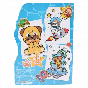 MUMUSO Ausmalbuch für Kinder mit 24 Seiten und 40 Stickern, Tier-Ausmalbuch in Mehrfarbig, kreatives Malbuch für unterwegs.