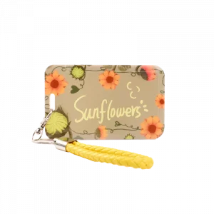 MUMUSO Ausweishalter mit Schlüsselanhänger im Sonnenblumen-Print, dominant gelb, ideal als Kartenhalter für Schule oder Büro.