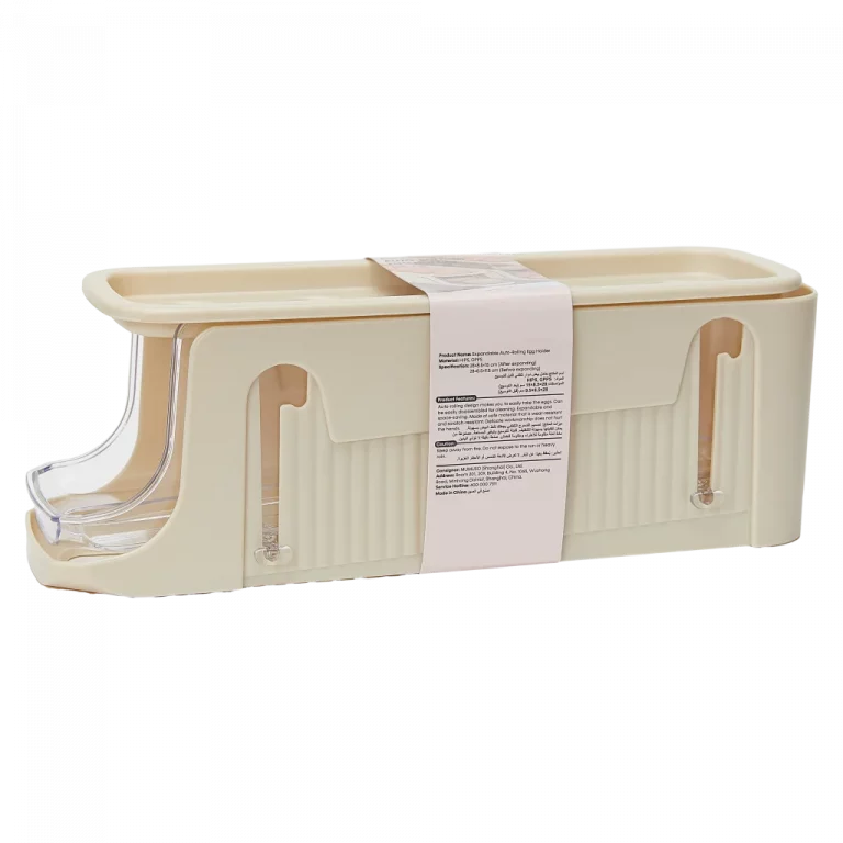 MUMUSO ausziehbarer Eierhalter aus Polystyrol in Creme – praktische Küchenaufbewahrung für Eier im Kühlschrank.