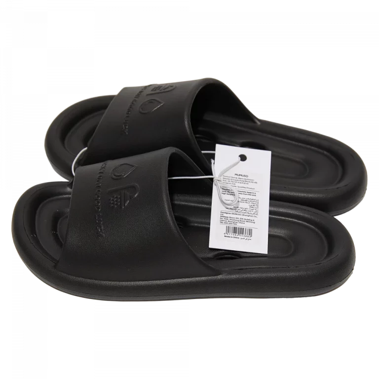 MUMUSO Badeslipper für Damen aus EVA, Größe 42–43 in Schwarz – rutschfeste und bequeme Hausschuhe fürs Badezimmer.