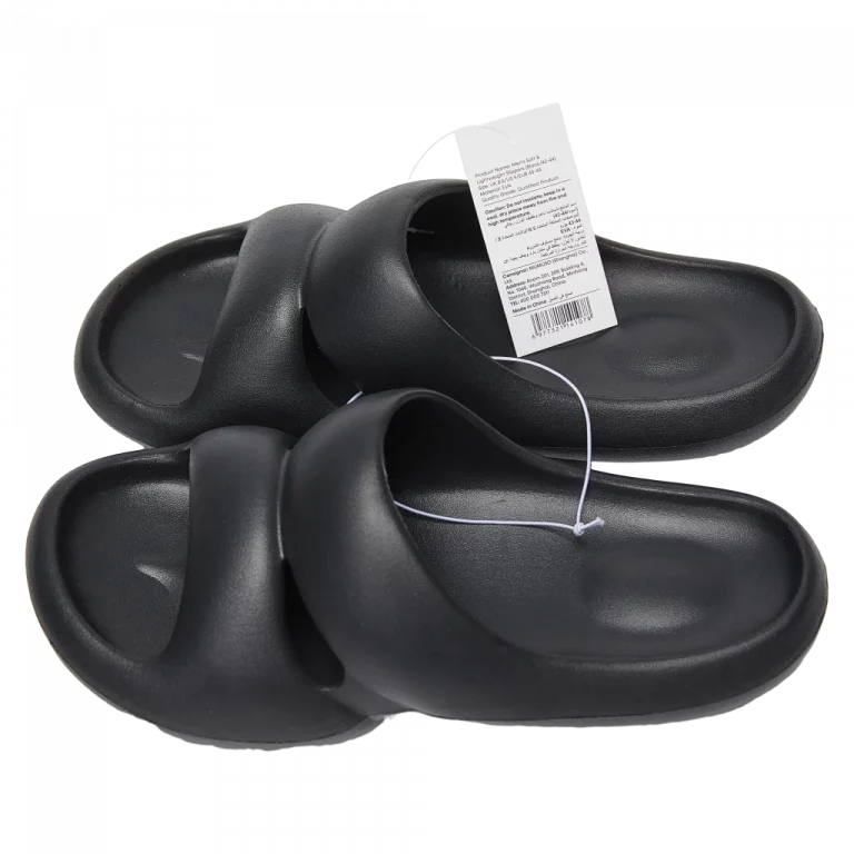 MUMUSO Badeslipper für Herren aus EVA, leicht und komfortabel, schwarz – rutschhemmende Slipper für Bad und Sauna.