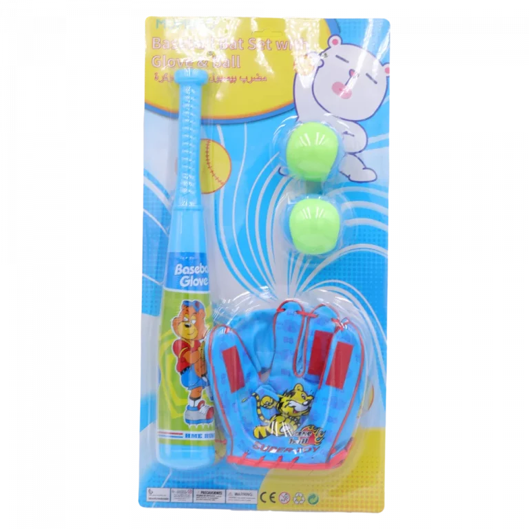 MUMUSO Baseball-Set für Kinder aus PVC, bestehend aus Baseballschläger, Handschuh und 2 Bällen – perfektes Outdoor Spielzeug.