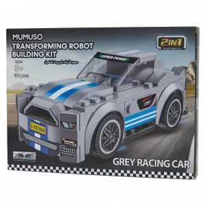 MUMUSO Baukasten Rennwagen und Roboter aus ABS-Kunststoff, 2-in-1 Set (Grau) – kreatives Spielzeug für Kinder ab 3 Jahren.
