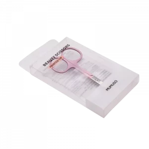 MUMUSO Beauty-Schere für Augenbrauen, spitz zulaufend aus Edelstahl, in Rosa – präzises Kosmetik Werkzeug.