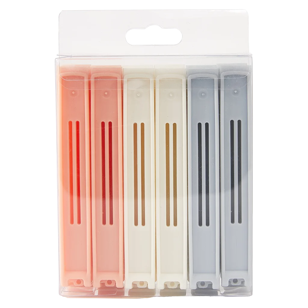 MUMUSO 12-teiliges Beutelverschluss Set aus PP (Grau) – vielseitige Verschlussclips für Lebensmittel im Alltag.