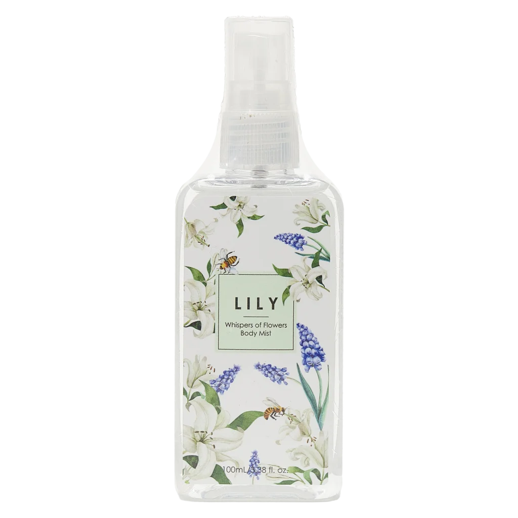 MUMUSO Body Mist mit Lily-Duft und floralem Print, 100 ml – Körperspray für Frauen mit dezentem Blumenduft.