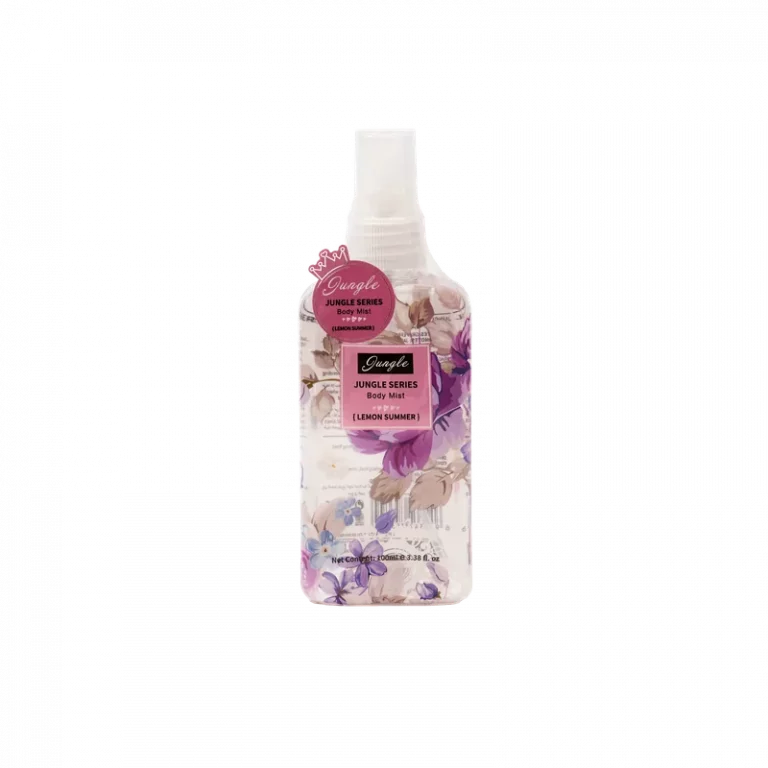 MUMUSO Body Mist Jungle Serie Lemon Summer, 119,6 ml transparent mit floralem Print – erfrischendes Körperspray für Damen.
