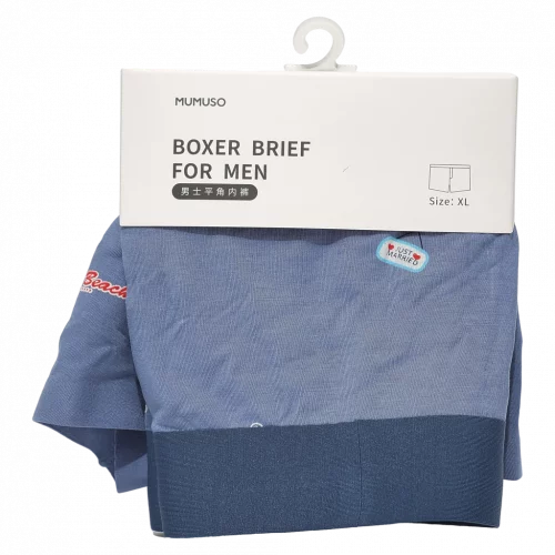 MUMUSO Boxershorts Herren mit Print, Größe 2XL (Blau) – bequeme Herrenunterwäsche mit maritimen Schrift- und Symbol-Prints.