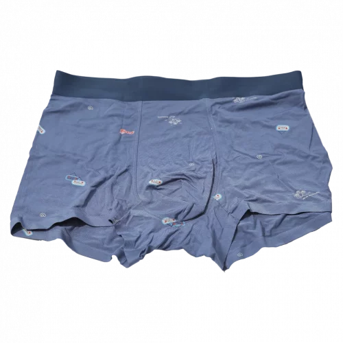 MUMUSO Boxershorts Herren mit Print, Größe 2XL (Blau) – bequeme Herrenunterwäsche mit maritimen Schrift- und Symbol-Prints.
