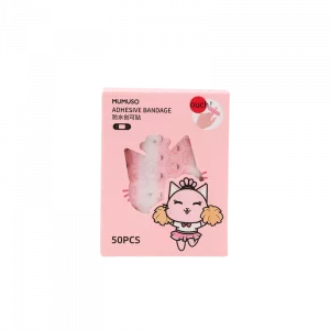 MUMUSO wasserdichte Cartoon Pflaster für Kinder, 50 Stück (Rosa), wasserfest und bunt mit Katzen-Print.