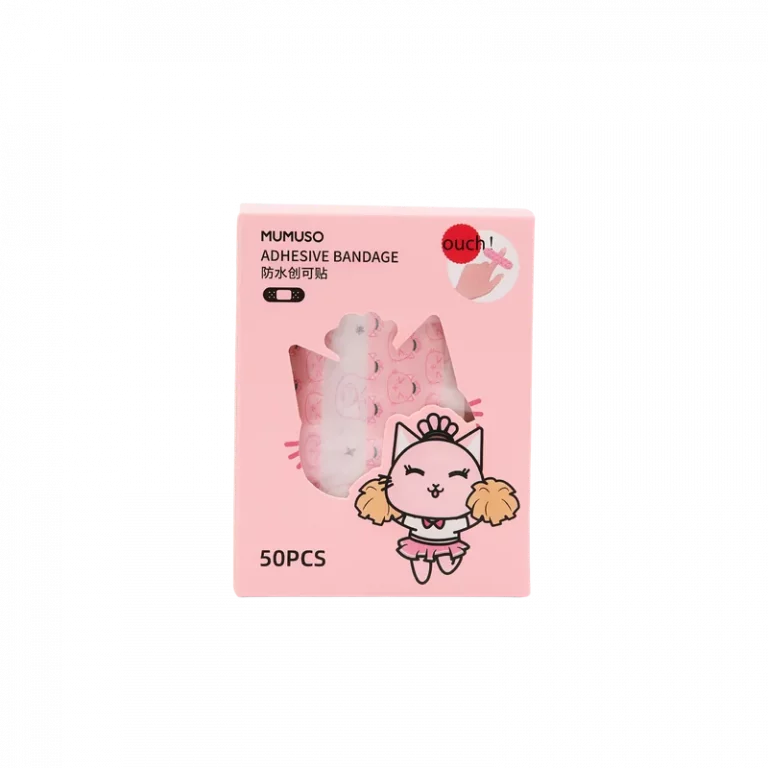 MUMUSO wasserdichte Cartoon Pflaster für Kinder, 50 Stück (Rosa), wasserfest und bunt mit Katzen-Print.