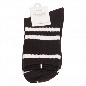 MUMUSO Crew Socken für Damen aus Baumwolle mit Streifen und Schwarz – bequeme Alltagssocken für Freizeit oder Büro.