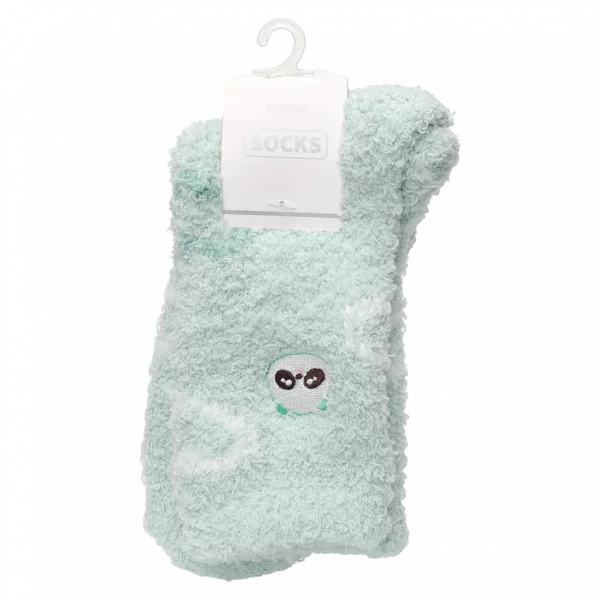 MUMUSO Crew Socken Damen aus Florstoff in Grün mit Herz, weiche Socken für Frauen, ideal für den Alltag.