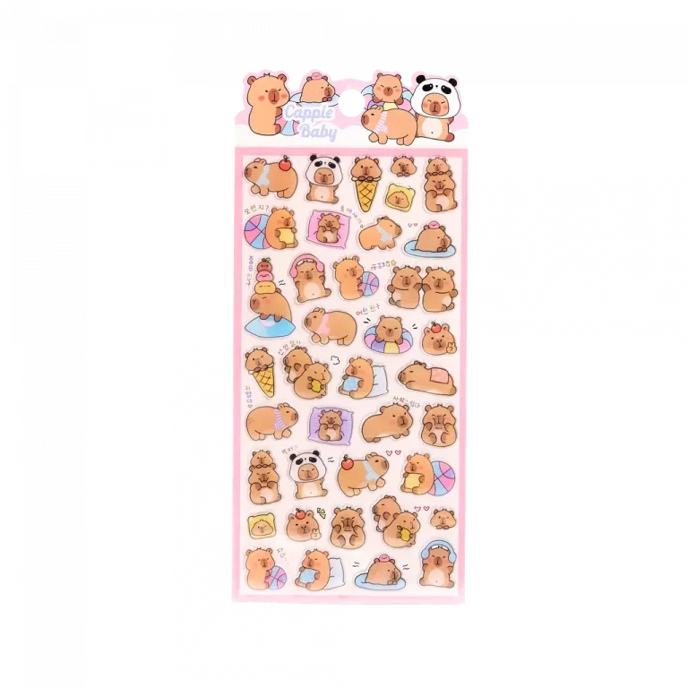 MUMUSO Crystal Sticker mit Capybara aus PVC und Epoxidharz, mehrfarbig – lustige Capybara Sticker für Kinder und Deko.