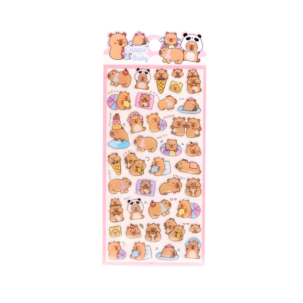MUMUSO Crystal Sticker mit Capybara aus PVC und Epoxidharz, mehrfarbig – lustige Capybara Sticker für Kinder und Deko.