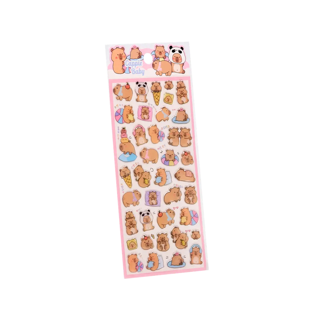 mumuso_crystal_sticker_capybara_pvc_epoxidharz_mehrfarbig_2.webp MUMUSO Crystal Sticker mit Capybara aus PVC und Epoxidharz, mehrfarbig – lustige Capybara Sticker für Kinder und Deko.