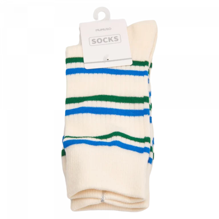 MUMUSO Damensocken Crew aus Baumwollmischung mit Streifen, Weiß – bequeme Damensocken für den Alltag.